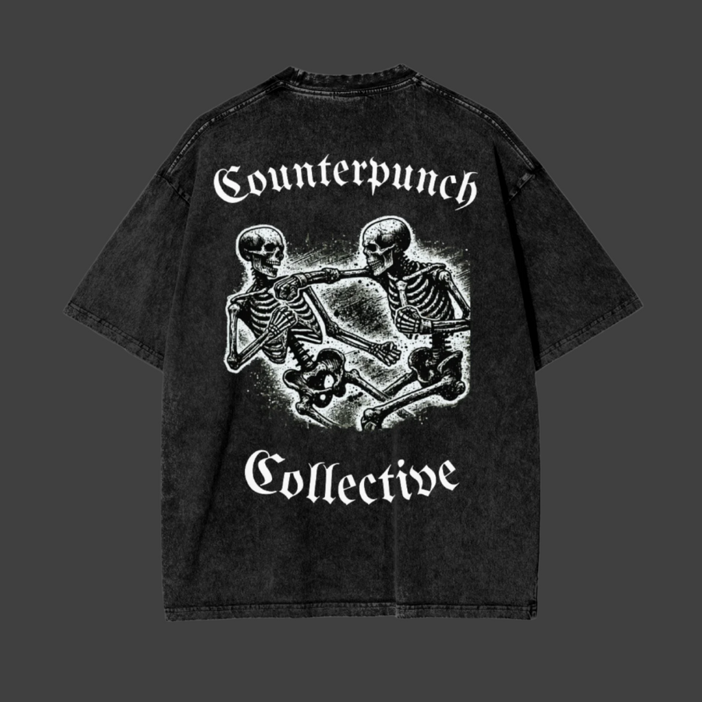 Bones Snow Washed Oversized Tee - Counterpunch Collective